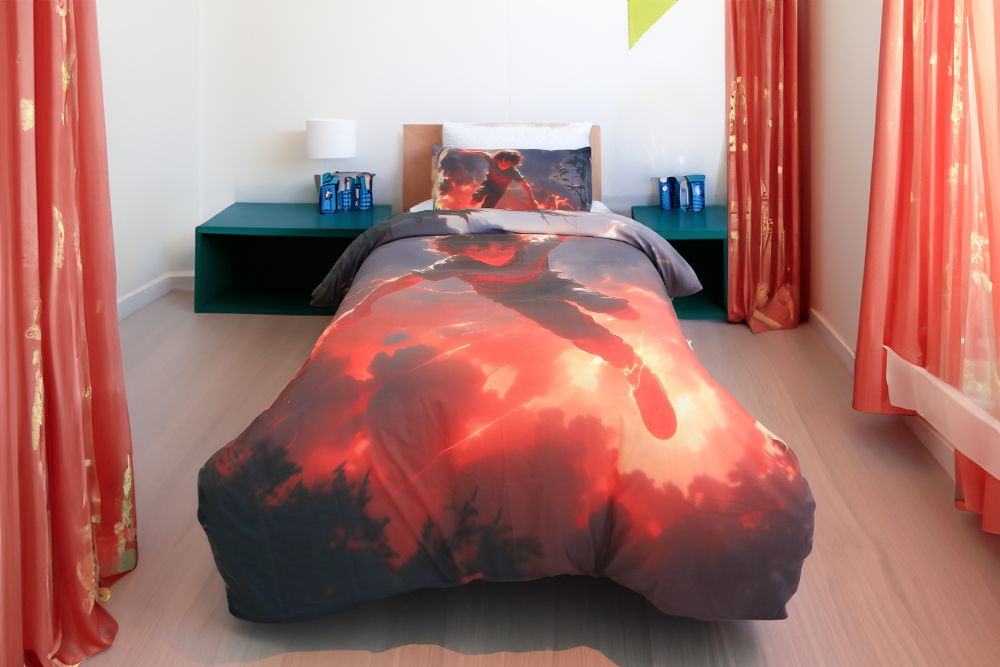 Housse de couette Garçon "Maître Du Magma" + 1TO Offerte - 1 Place(160x220 cm) - Collection "Galaxie des Héros" - Couette & Housse de Couette Dwirty Maroc