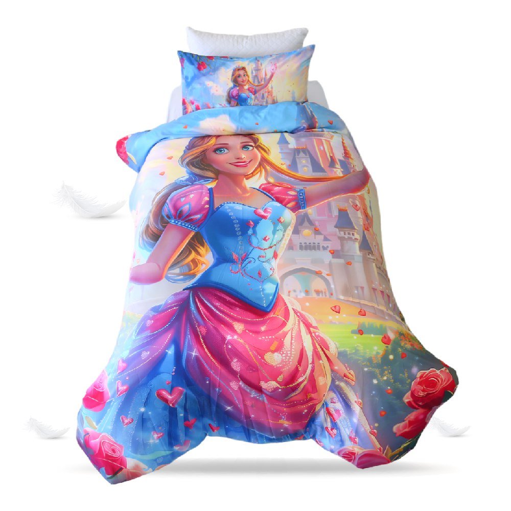 🎀 Housse de Couette "Princesse des Fleurs" - Collection Ma Petite Princesse 🌸 - Couette & Housse de Couette Dwirty Maroc