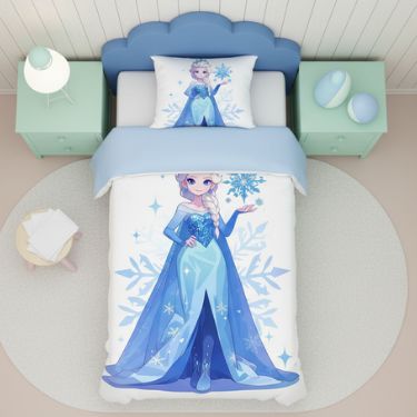 Housse de Couette "Princesse des Neiges Bleue" - Collection Ma Petite Princesse - Couette & Housse de Couette Dwirty Maroc