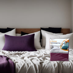 Housse Couette GRENAT+ Taies d'oreillers Offerts  -Doux & Antiallergique -
