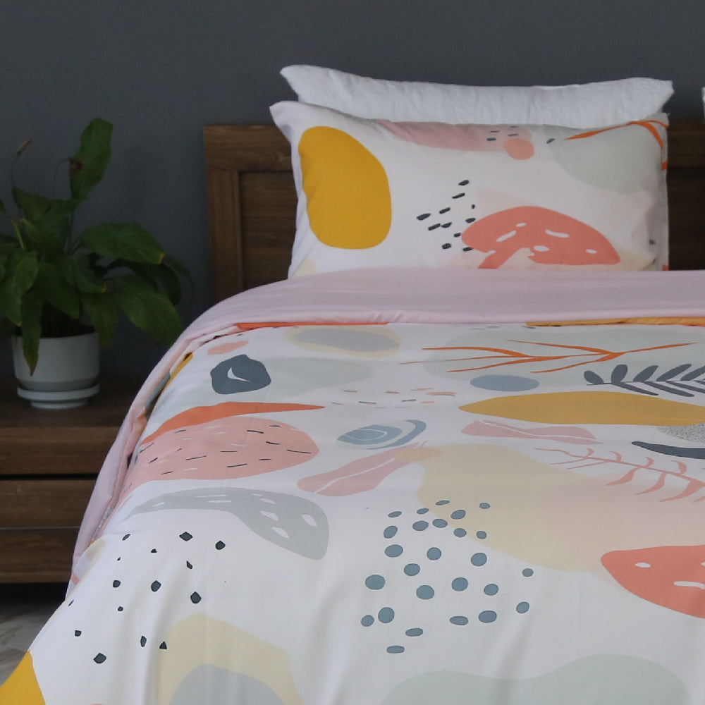 Housse de Couette Double Face "Éclat Floral" / Doux & Antiallergique + Taie d'oreiller Offert