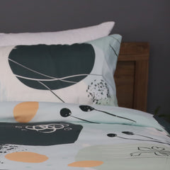 Housse de Couette Double Face "Feuillage Enchanté"  -Doux & Antiallergique + Taie d'oreiller Offert