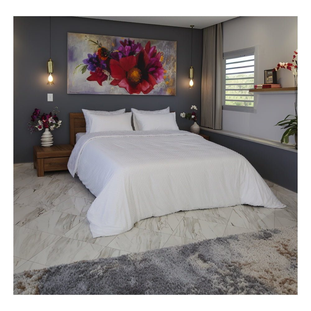 Housse de Couette Double Face Jacquard Balls Blanc – Élégance & Douceur  // Collection Spéciale Mariage