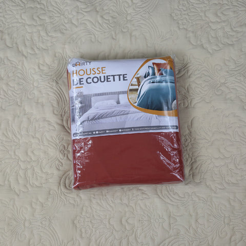 Housse Couette Orange Brique + Taies d'oreillers Offertes