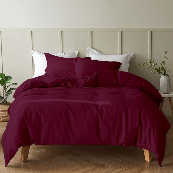 Housse Couette Aubergine + Taies d'oreillers Offerts