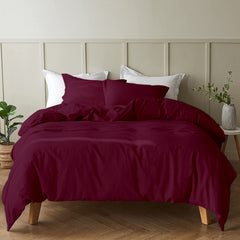 Housse Couette GRENAT+ Taies d'oreillers Offerts  -Doux & Antiallergique -