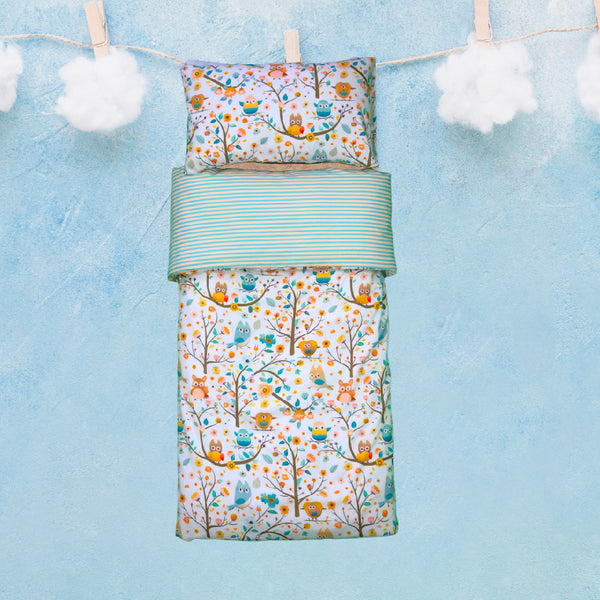 🍄 Housse de Couette Bébé Premium Double Face "Bosquet Enchanté" (Housse -115x130cm- + 1 TO -30x50 cm-) - Un Luxe pour Votre Bébé 🍄// Collection 'Berçeaux de Rêves' ! ✨