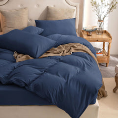 Housse Couette Bleu Nuit + Taies d'oreillers Offertes  // Doux & Antiallergique