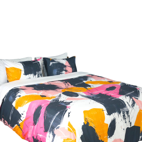 Housse de Couette Double Face "Palette Dynamique"  -Doux & Antiallergique - + Taie d'oreiller Offert