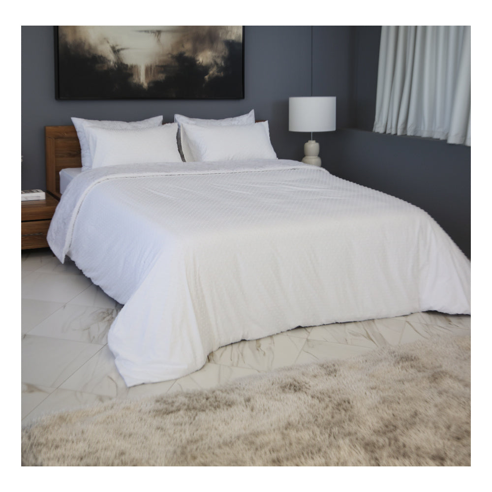 Housse de Couette Double Face Jacquard Balls Blanc – Élégance & Douceur  // Collection Spéciale Mariage
