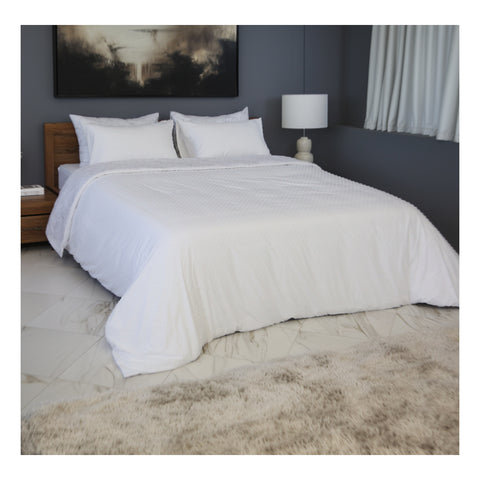 Housse de Couette Double Face Jacquard Balls Blanc – Élégance & Douceur  // Collection Spéciale Mariage