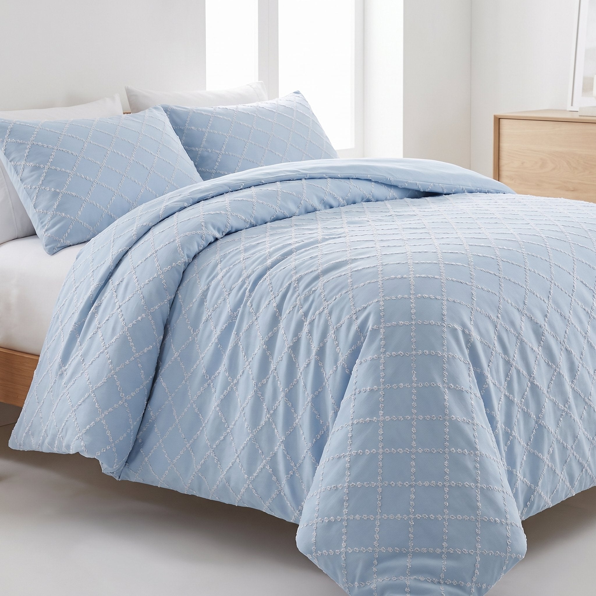 Housse de couette jacquard Diamond Bleu