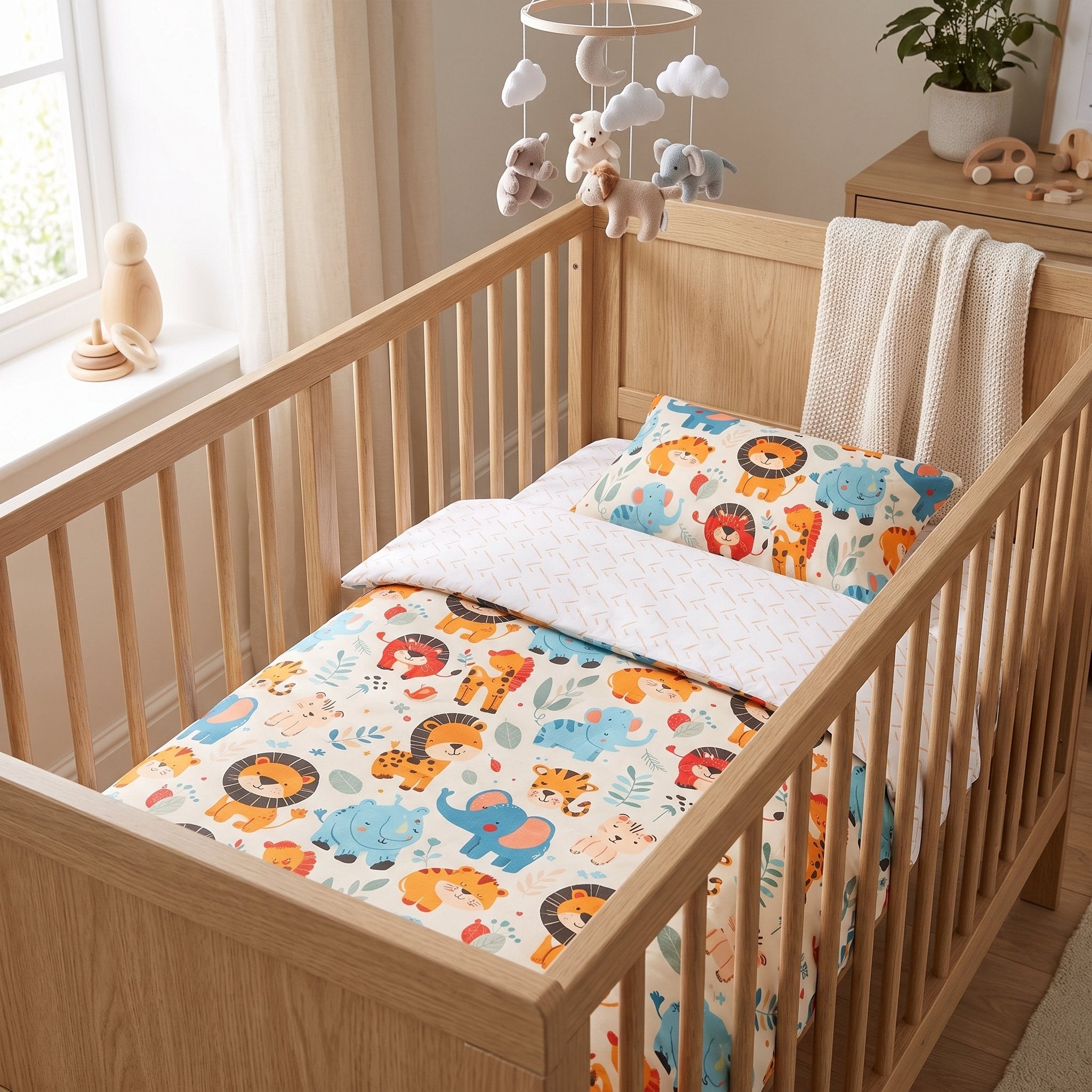 Housse de couette bébé Jungle Joyeuse 115×130 + taie