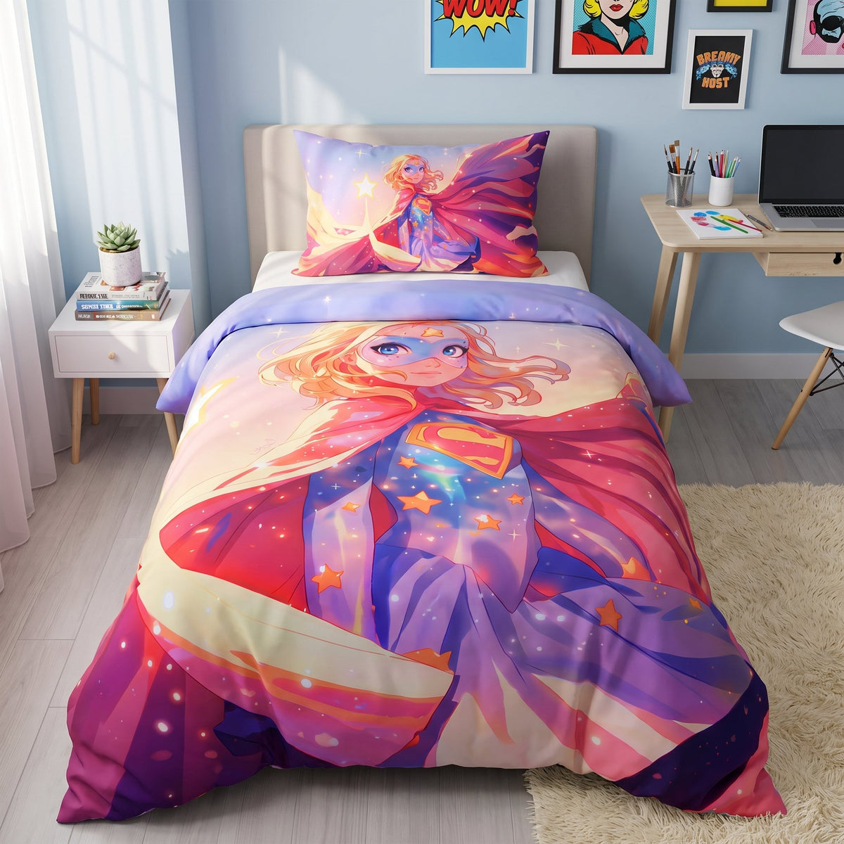 Housse de couette enfant Messagère du Cosmos 160×220 + taie offerte