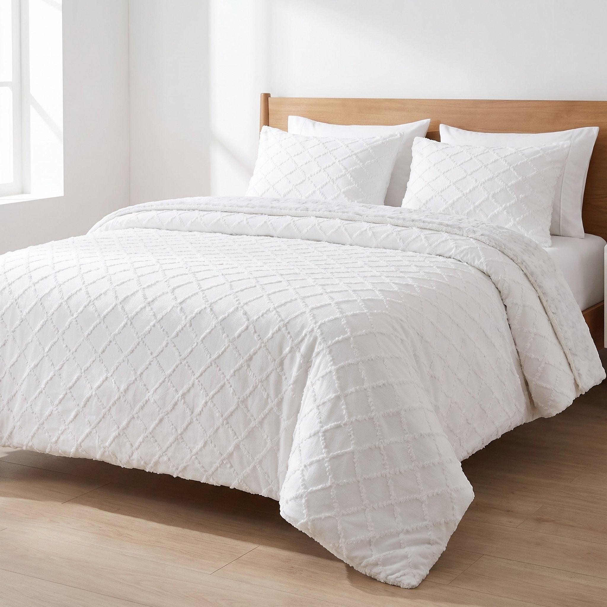 Housse de couette jacquard Diamond Blanc