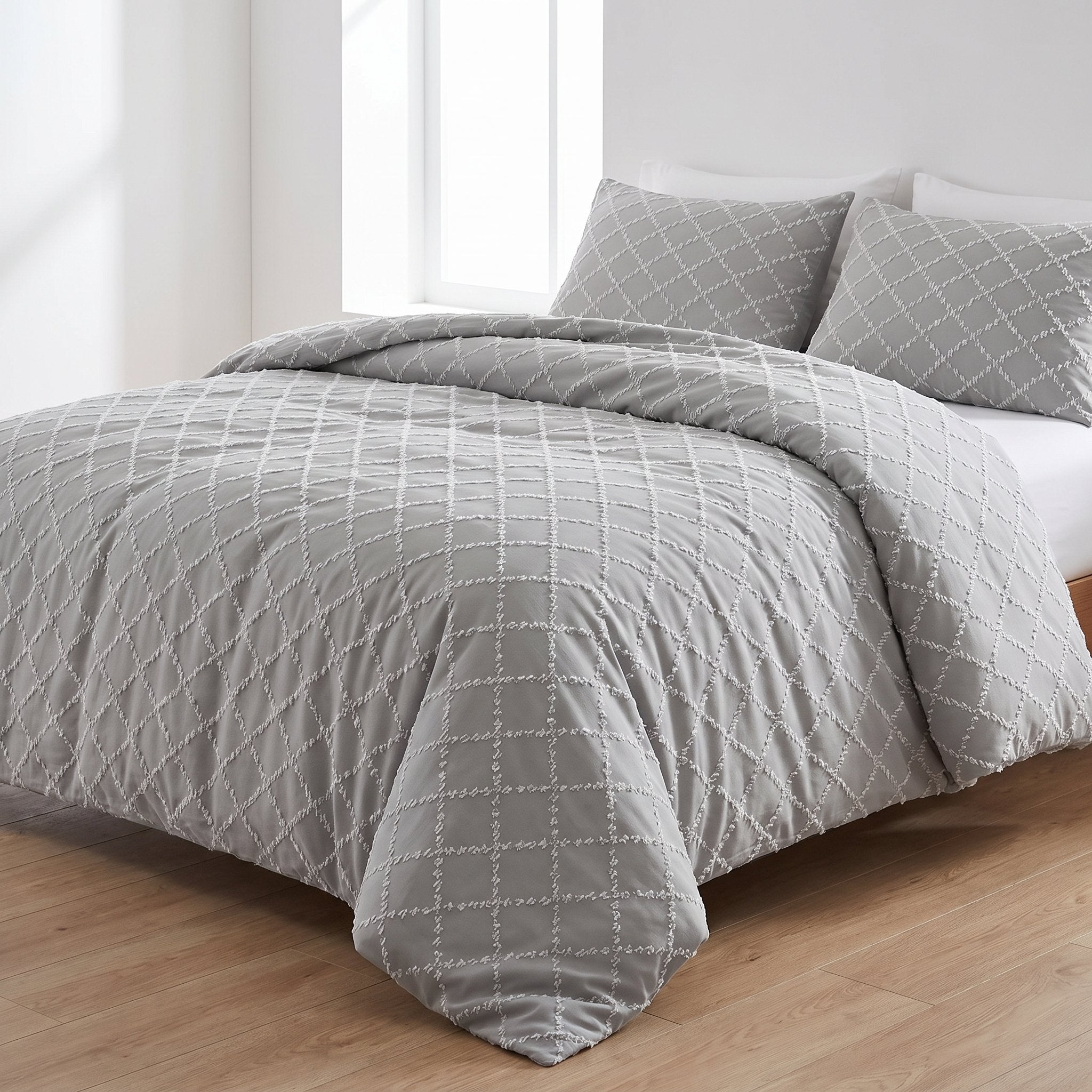 Housse de couette jacquard Diamond Gris