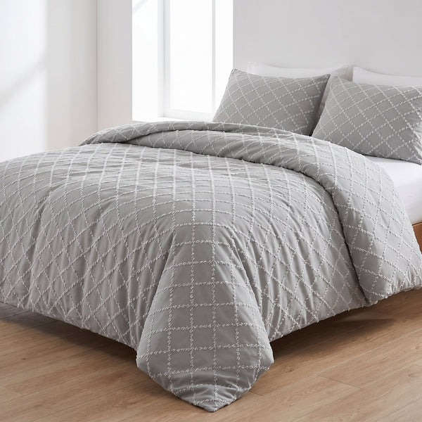Housse de couette jacquard Diamond Gris