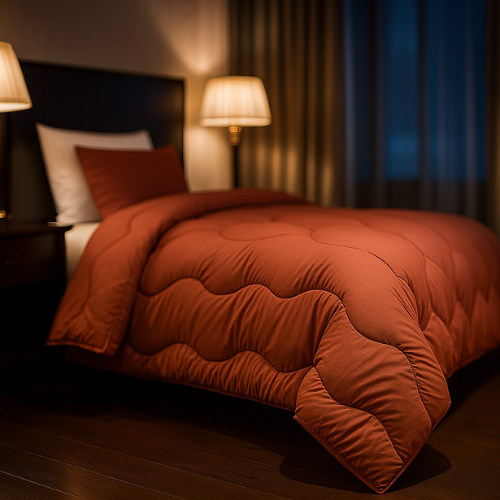 Couette Uni Kasbah Microfibre Orange + Taie d'Oreiller Offertes  // Chaude C°+++ & Antiallérgique