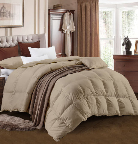 Couette Unie Beige Sable Microgel MALABATA Antiallergique + Taies d'oreiller Offerts