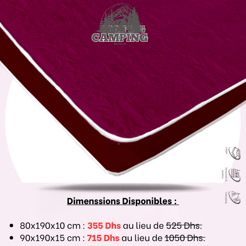 Matelas Camping Confort Jinane - Le Compagnon Idéal pour vos Aventures en Plein Air ! - matelas de camping Dwirty Maroc