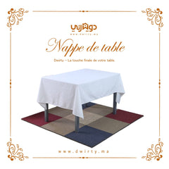 Nappe de Table Blanche + Serviettes Assorties – Élégance et Protection au Quotidien - Nappe de Table Dwirty Maroc