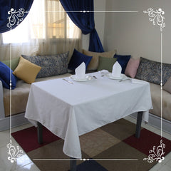 Nappe de Table Blanche + Serviettes Assorties – Élégance et Protection au Quotidien - Nappe de Table Dwirty Maroc