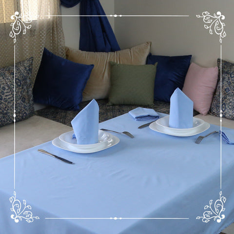 Nappe de Table Bleu + Serviettes Assorties – Élégance et Protection au Quotidien - Nappe de Table Dwirty Maroc