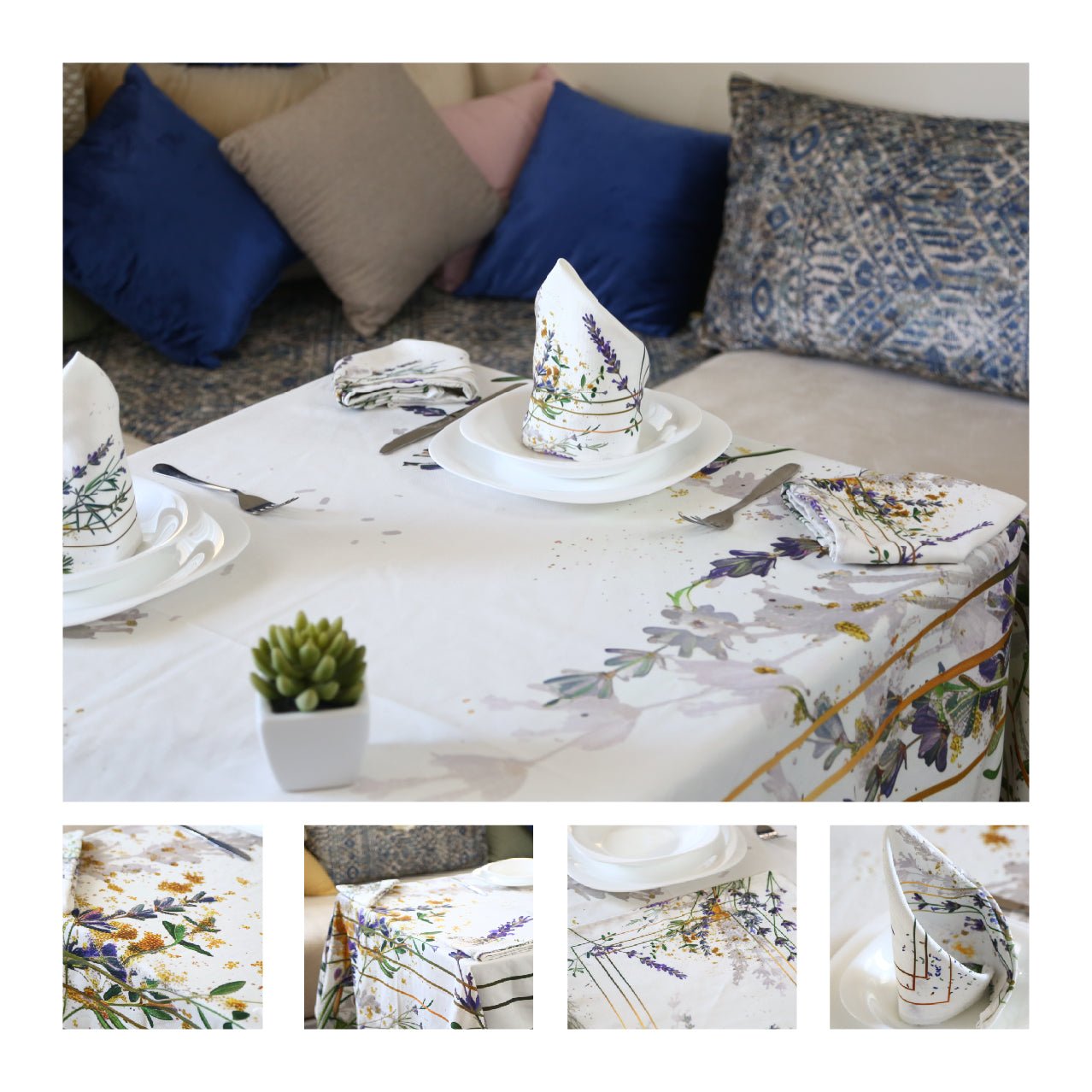 Nappe de Table "Éclats de Lavande – Collection ÉLÉGANCE MODERNE ✨ - Nappe de Table Dwirty Maroc