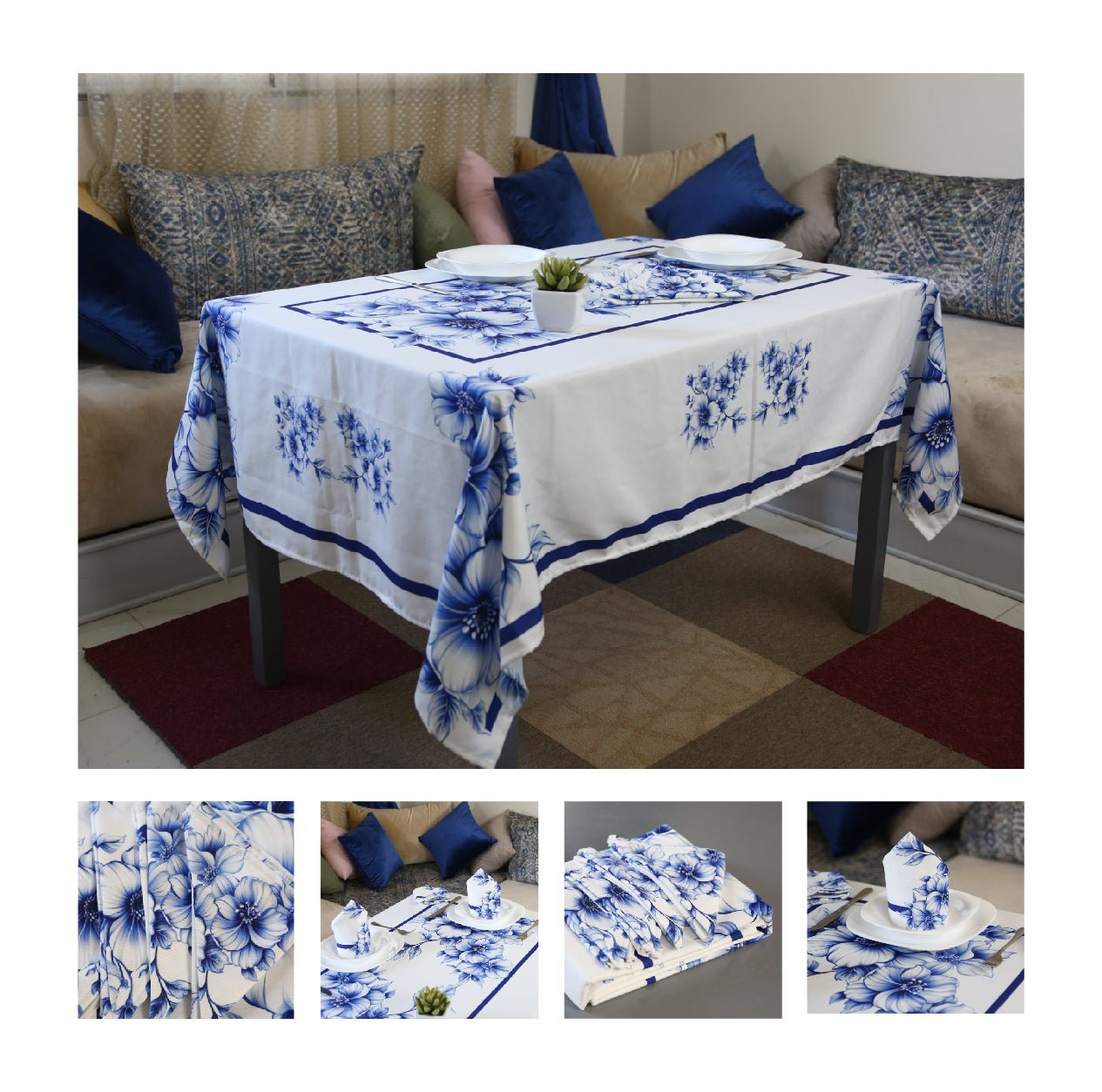 Nappe de Table Nuit Perlé – Collection ÉLÉGANCE MODERNE ✨ - Nappe de Table Dwirty Maroc