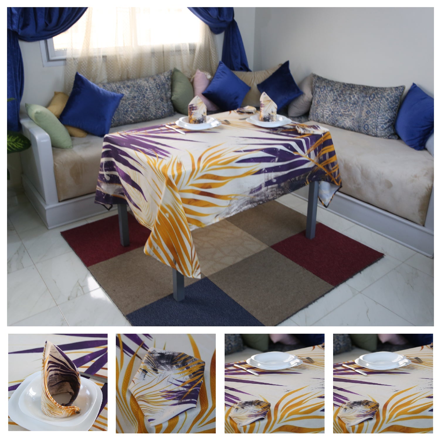 Nappe de Table "Reflets Exotiques" – Collection ÉLÉGANCE MODERNE - Nappe de Table Dwirty Maroc