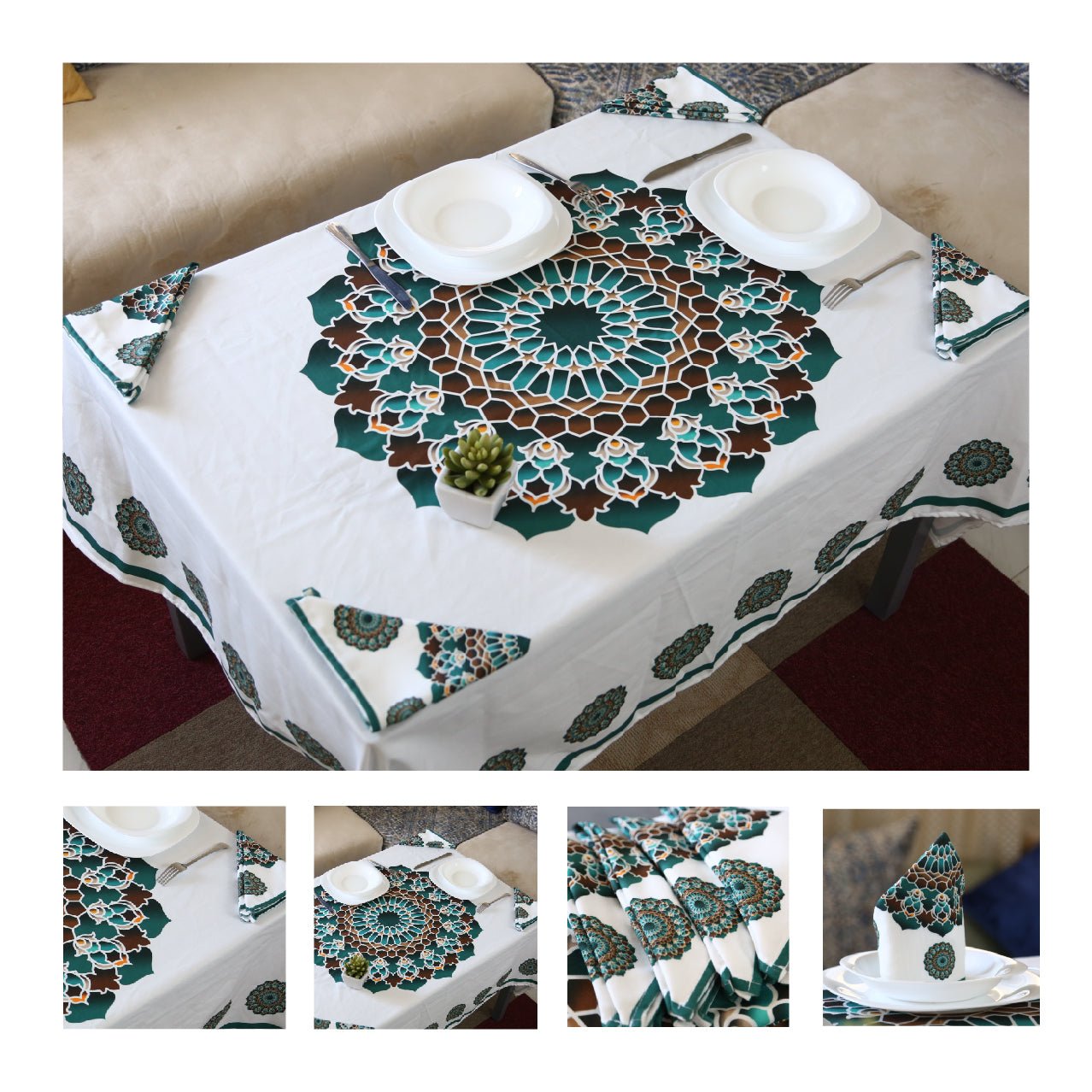 Nappe Élégante pour une Table Festive 🌿 "Harmonie arabesque" - Nappe de Table Dwirty Maroc