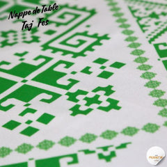 Nappe "Taj Fès" de la Collection "Touches de Fès Luxueuses" - Vert - Nappe de Table Dwirty Maroc
