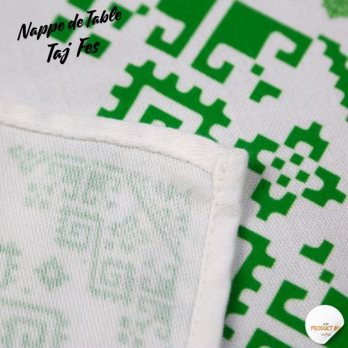 Nappe "Taj Fès" de la Collection "Touches de Fès Luxueuses" - Vert - Nappe de Table Dwirty Maroc