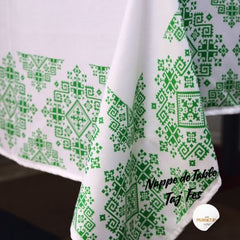 Nappe "Taj Fès" de la Collection "Touches de Fès Luxueuses" - Vert - Nappe de Table Dwirty Maroc