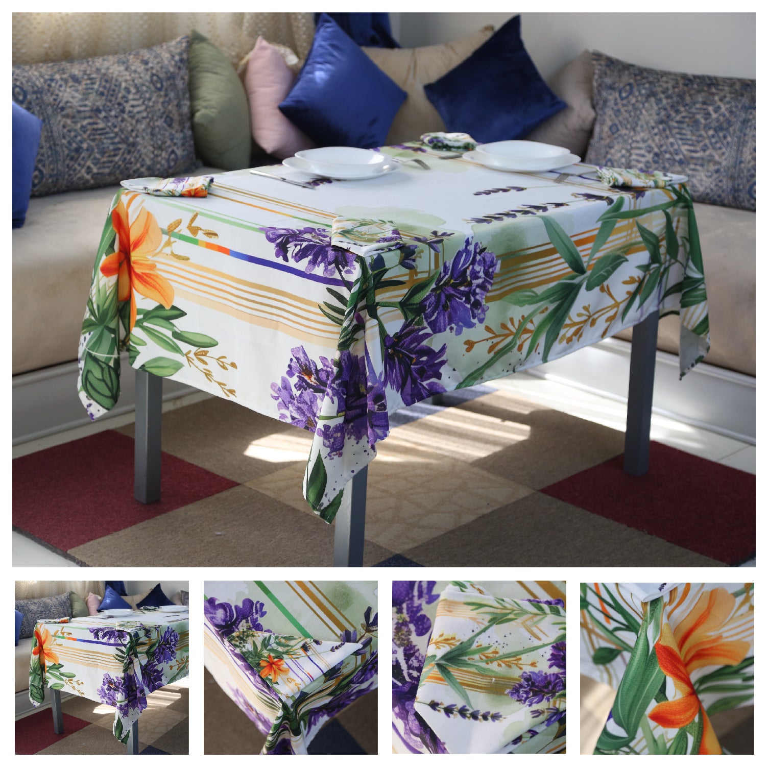 Nappe de Table Fleur de Minuit – Collection ÉLÉGANCE MODERNE ✨