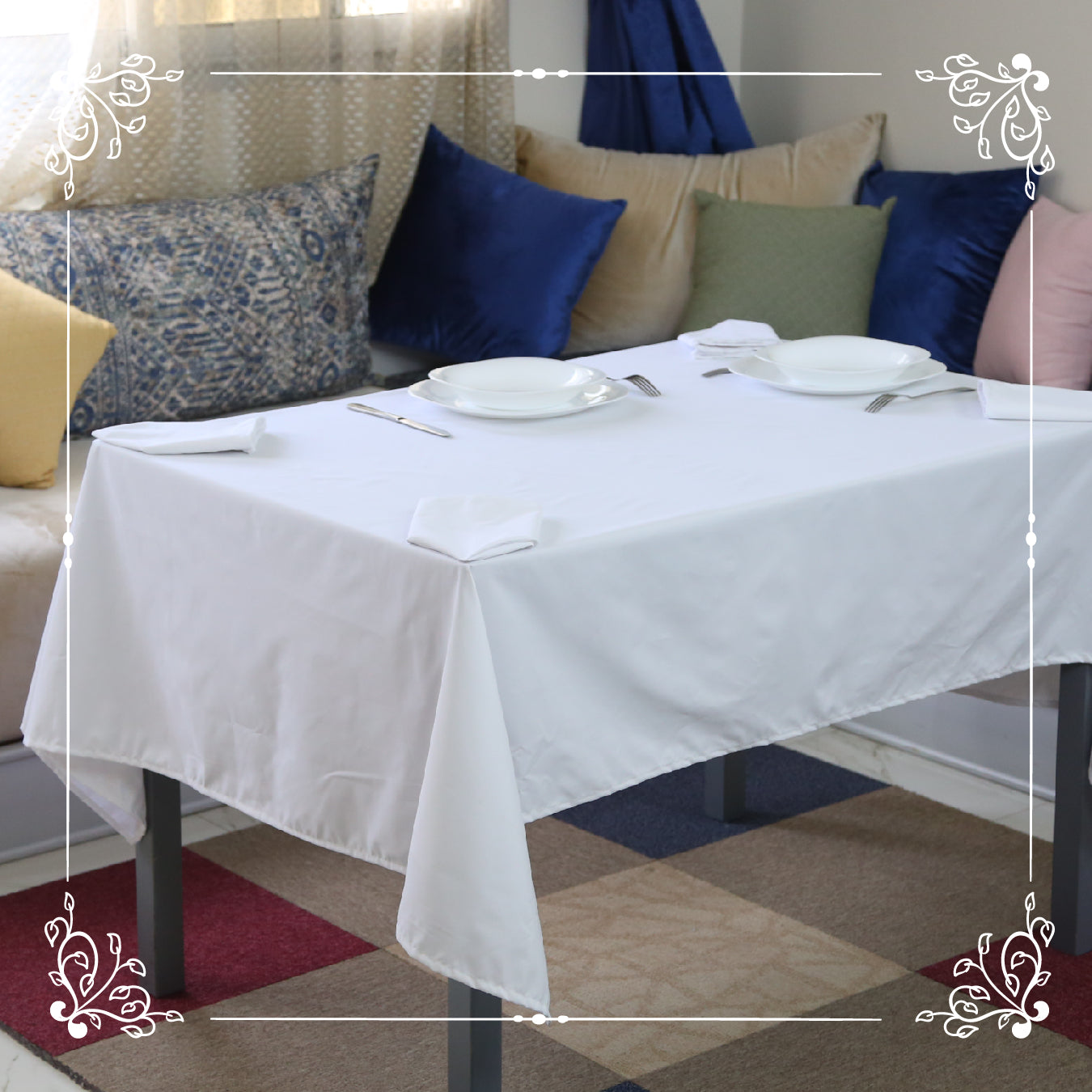 Nappe de Table Blanche + Serviettes Assorties – Élégance et Protection au Quotidien