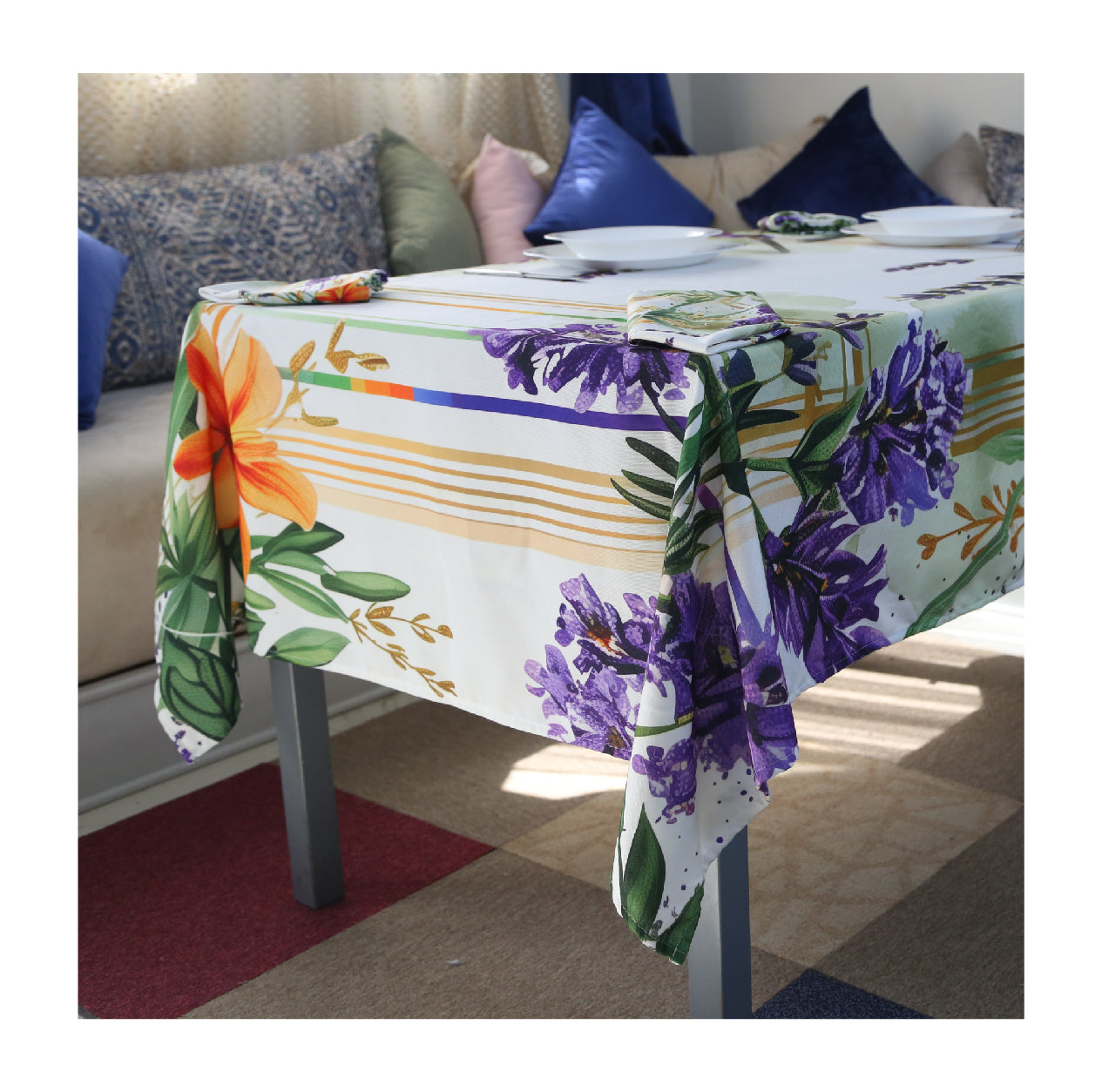 Nappe de Table Fleur de Minuit – Collection ÉLÉGANCE MODERNE ✨