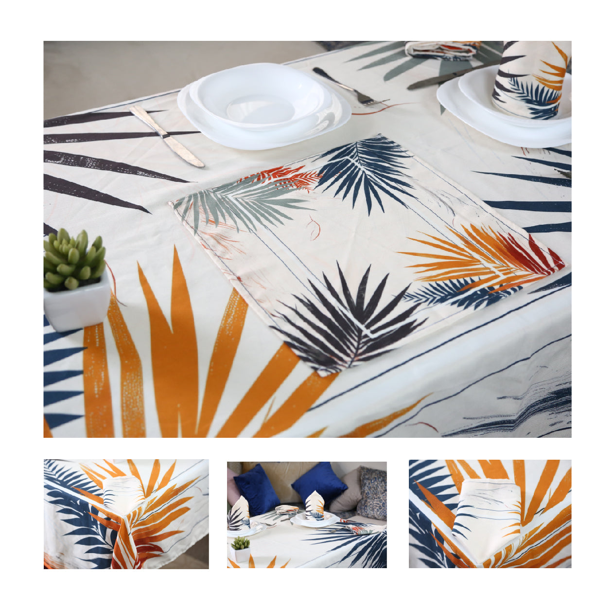 Nappe de Table "Palmes Dorées" – Collection ÉLÉGANCE MODERNE ✨