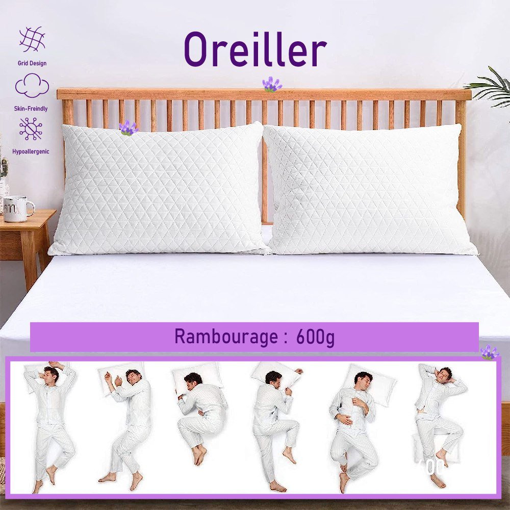 Pack 2 Oreillers MALABATA avec - 45% Off + Cadeau 🎁 : Plongez dans le sommeil ultime - oreiller Dwirty Maroc