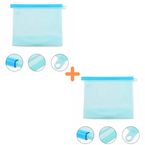 Pack 2 Sacs 1.5 L Conservation Alimentaire Achetés = 3 Couvercles Offerts - Silicone - Sac Alimentaire en Silicone Dwirty Maroc