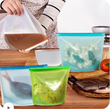 Pack 2 Sacs 1.5 L Conservation Alimentaire Achetés = 3 Couvercles Offerts - Silicone - Sac Alimentaire en Silicone Dwirty Maroc