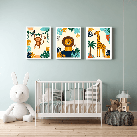 Pack 3 Tableaux Jungle "Build Your Dreams" – Animaux de la Savane - tableau Décoratif Dwirty Maroc