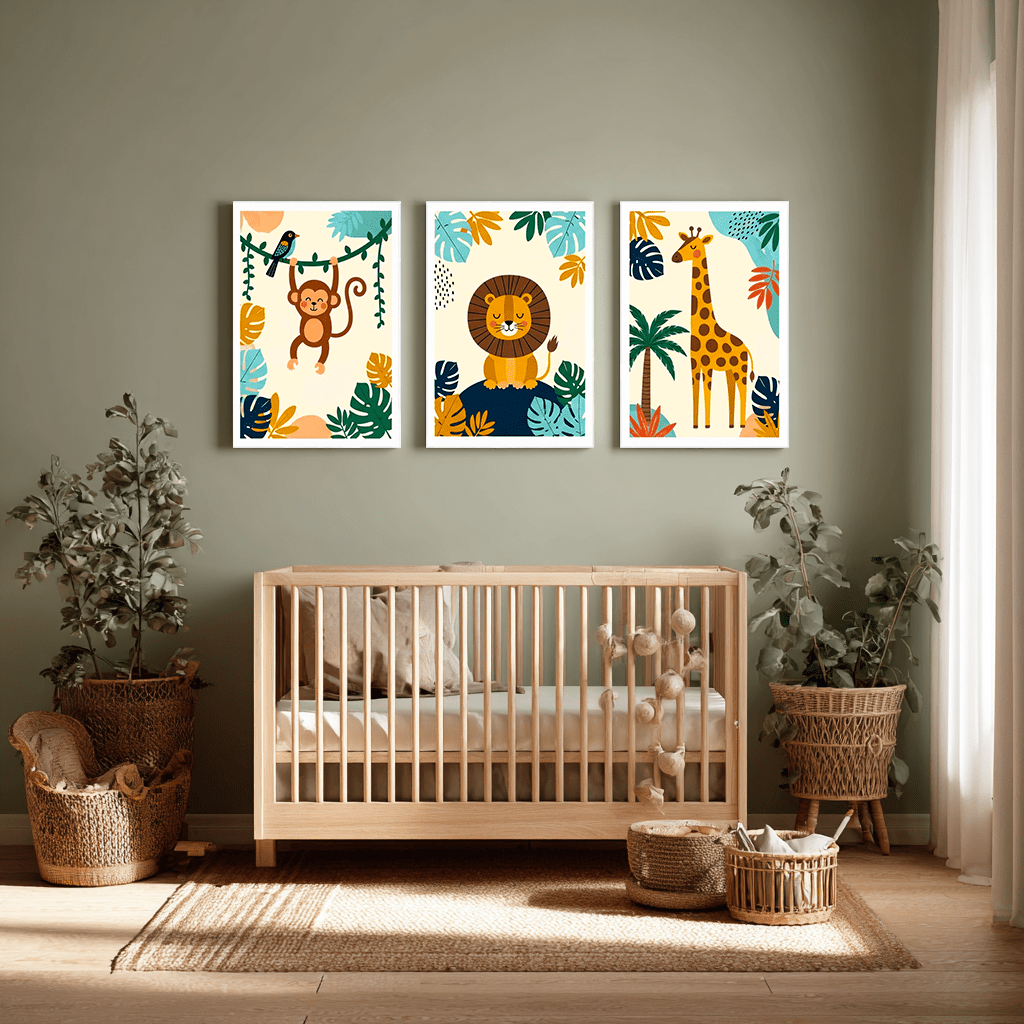 Pack 3 Tableaux Jungle "Build Your Dreams" – Animaux de la Savane - tableau Décoratif Dwirty Maroc