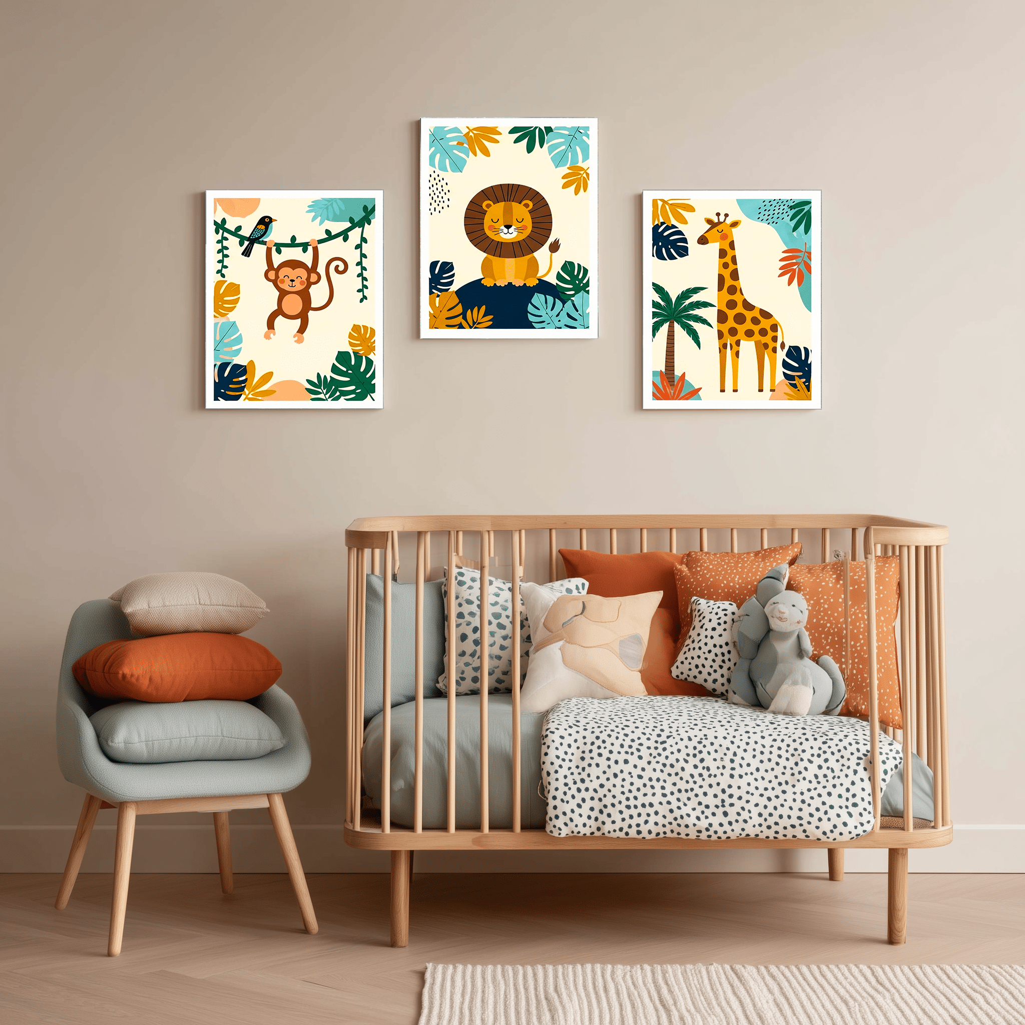 Pack 3 Tableaux Jungle "Build Your Dreams" – Animaux de la Savane - tableau Décoratif Dwirty Maroc