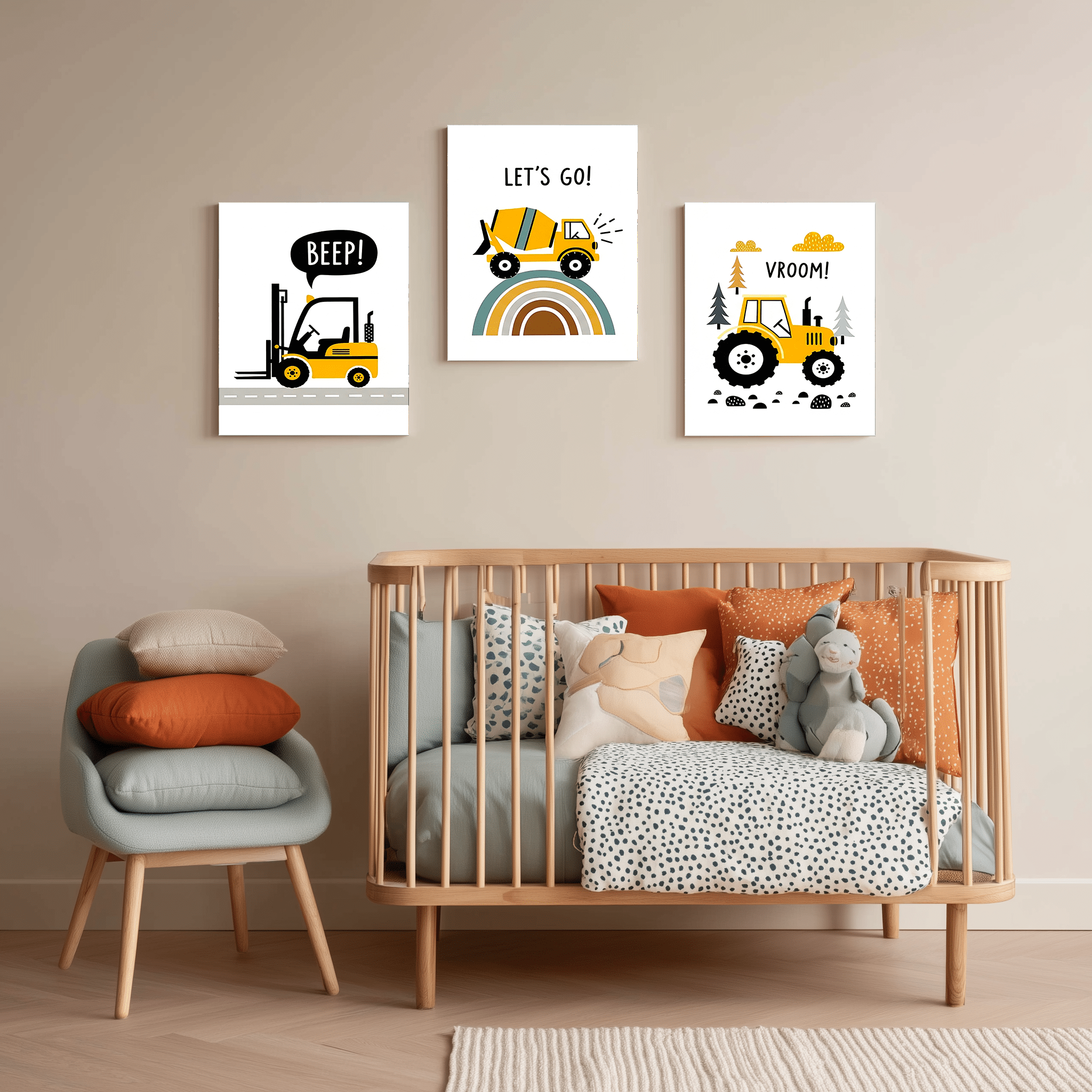 Pack 3 Tableaux "Mini Chantier" – Collection Build Your Dreams - tableau Décoratif Dwirty Maroc