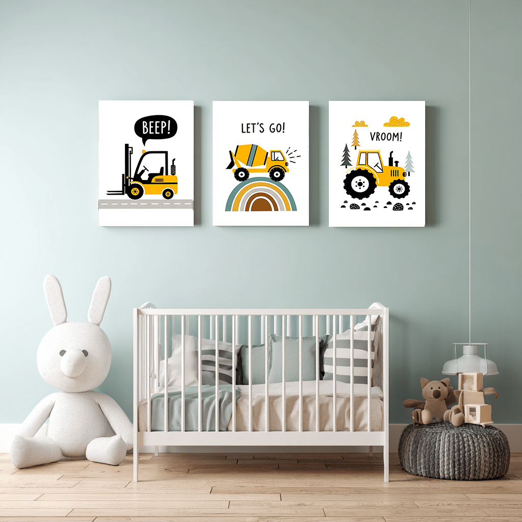 Pack 3 Tableaux "Mini Chantier" – Collection Build Your Dreams - tableau Décoratif Dwirty Maroc