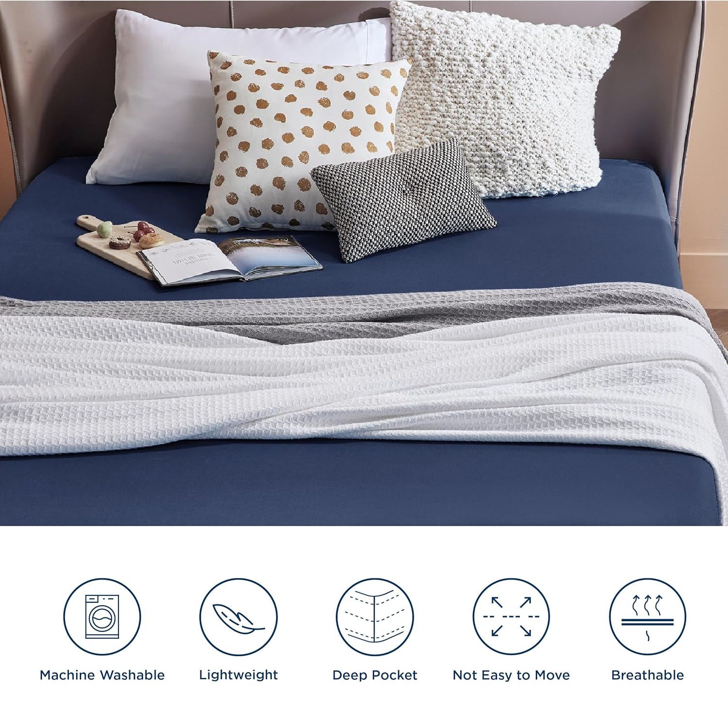 Pack Draps Bleu nuit (Drap Housse + Drap Plat + Taie Oreiller) - parure de draps Dwirty Maroc