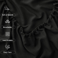 Pack Draps Noir Élégance (Drap Housse + Drap Plat + Taie Oreiller) - Doux & Antiallergique - parure de draps Dwirty Maroc