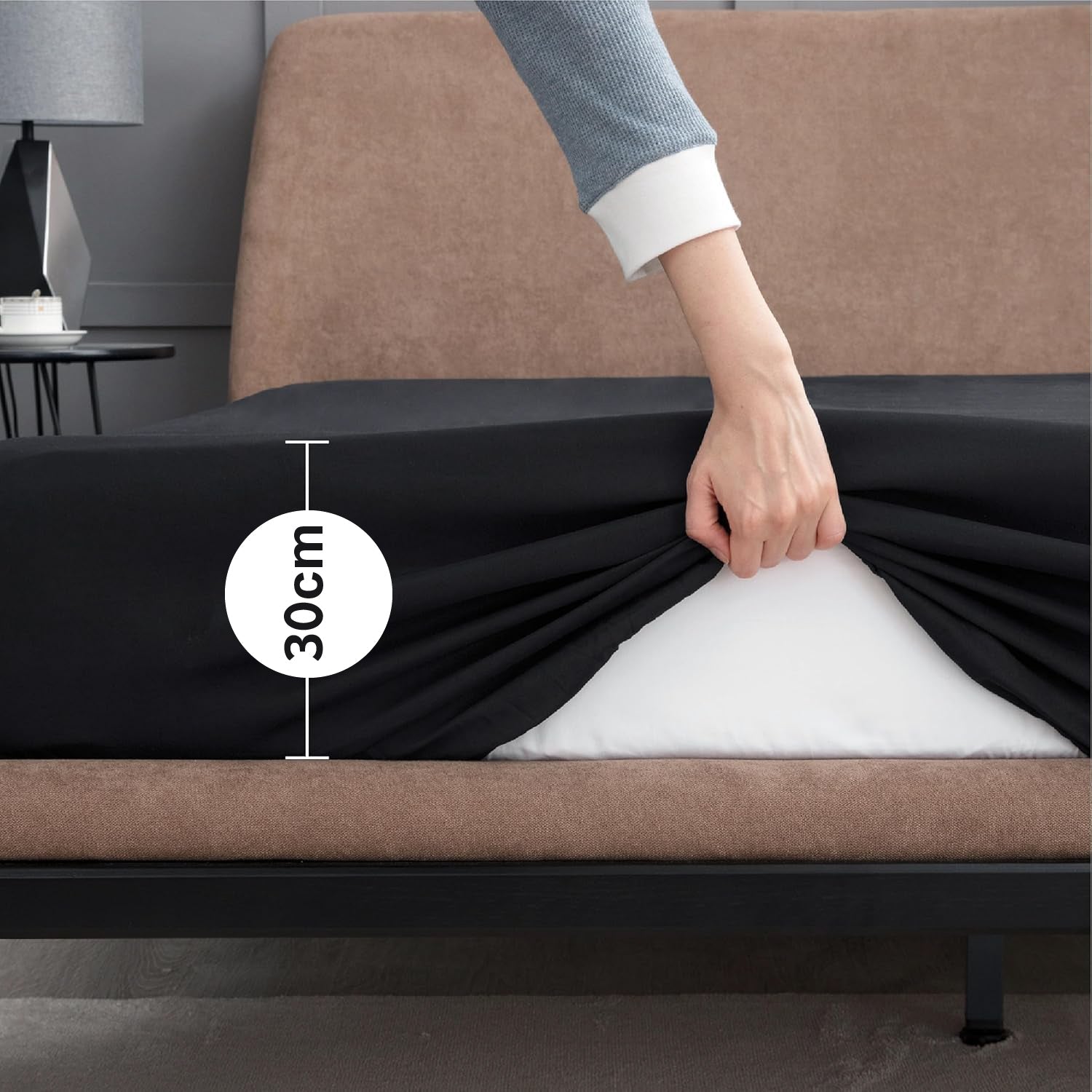 Pack Draps Noir Élégance (Drap Housse + Drap Plat + Taie Oreiller) - Doux & Antiallergique - parure de draps Dwirty Maroc