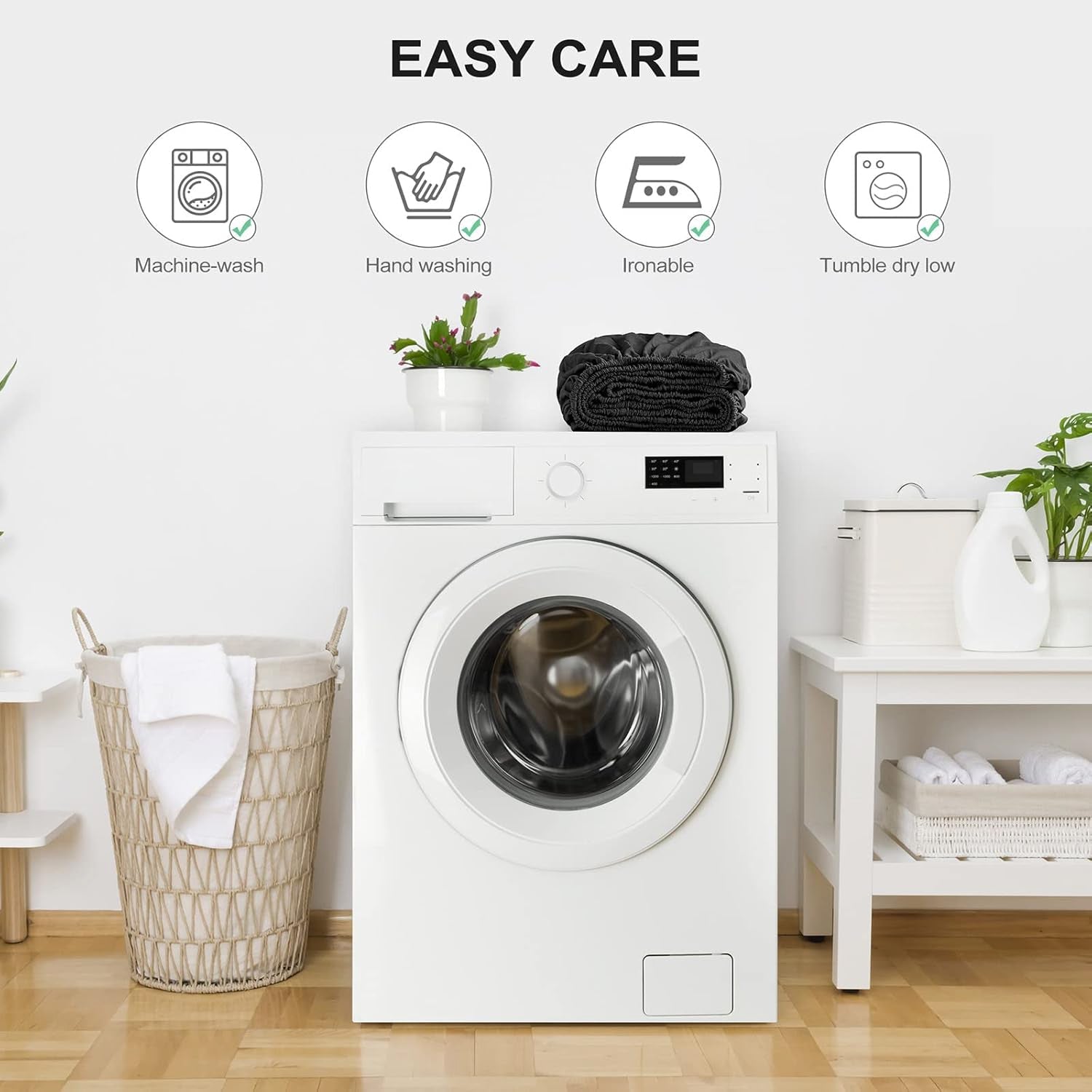 Pack Draps Noir Élégance (Drap Housse + Drap Plat + Taie Oreiller) - Doux & Antiallergique - parure de draps Dwirty Maroc